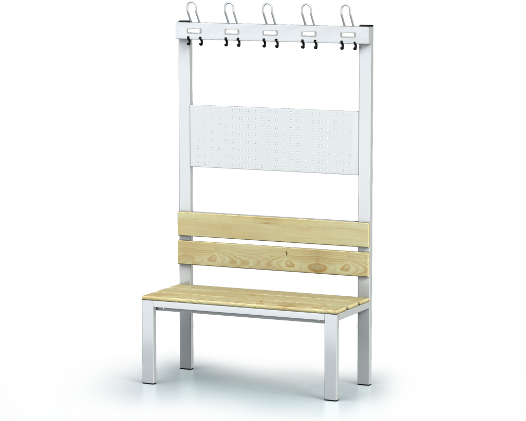 Benches with backrest and racks, spruce sticks -  basic version 1800 x 1000 x 430